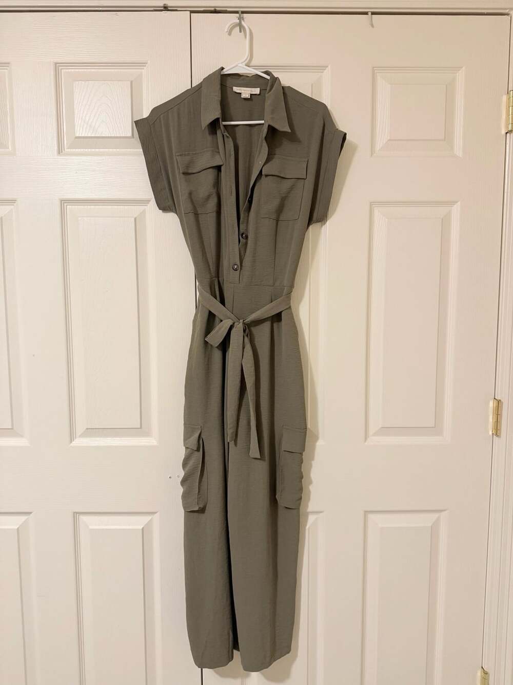 Monteau Los Angeles Cargo Jumpsuit Size M Olive Green